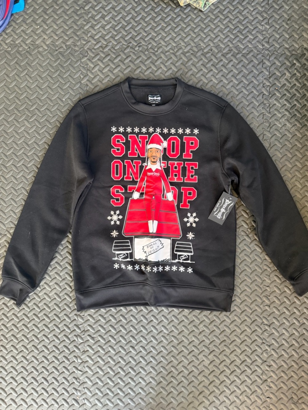 Snoop On The Snoop Black Graphic Crewneck Sweater